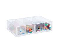 Relaxdays Caja organizadora transparente pequeña transparente