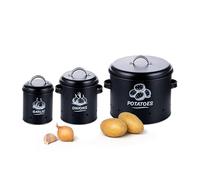 Relaxdays Juego de 3 cajas para guardar patatas blanco,negro