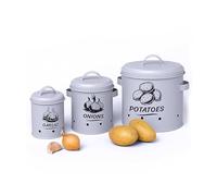 Relaxdays Juego de 3 cajas para guardar patatas negro,gris