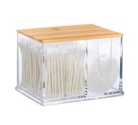 Relaxdays Caja para bastoncillos de algodón marrón claro,transparente