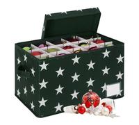 Relaxdays Caja para bolas navideñas blanco,verde oscuro