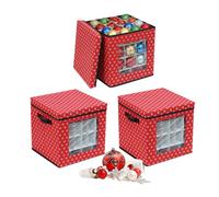 Relaxdays Caja para bolas navideñas, set de 3 blanco,rojo,negro