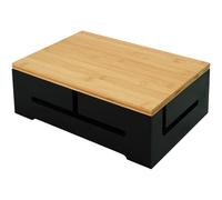 Relaxdays Caja para Cables en bambú, gestión y ventilación, 11 x 32 x 22 cm, Negra