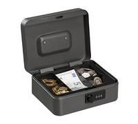 Relaxdays Caja de dinero con cierre de combinación negro,plata,gris