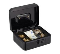 Relaxdays Caja para dinero combinación numérica negro,plata