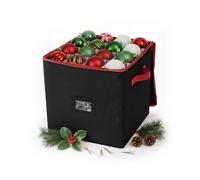 Relaxdays Caja para guardar bolas de Navidad rojo,negro