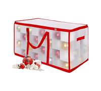 Relaxdays Caja para guardar bolas navideñas rojo,transparente