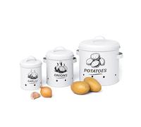 Relaxdays Juego de 3 cajas para guardar patatas blanco,negro