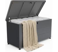 Relaxdays, caja para jardín, con cojín, espacio para herramientas, resistente a la intemperie y a los rayos UV, dimensiones: 59 x 115 x 50 cm, caja para jardín con tapa, color