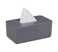 Relaxdays Caja para Pañuelos con Tapa Bambú, Dispensador Toallas Papel, Baño, Moderno, 10x23x13cm, Plástico, Gris