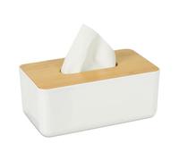 Relaxdays Caja para pañuelos con tapa de madera blanco,marrón claro