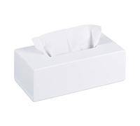 Relaxdays Caja para pañuelos de bambú blanco blanco