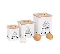 Relaxdays Juego de 3 cajas para patatas blanco,marrón claro