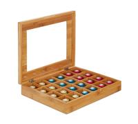 Relaxdays Caja para té o cápsulas de café marrón claro,transparente