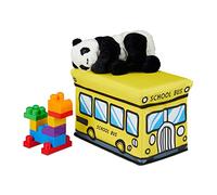 Relaxdays Caja plegable con tapa para juguetes amarillo,negro