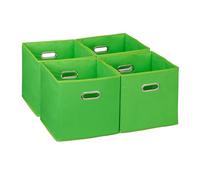 Relaxdays Cajas de almacenaje asa ancha set de 4 verde,plata