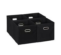 Relaxdays Cajas de almacenaje asa ancha set de 4 negro,plata