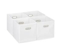 Relaxdays Cajas de almacenaje asa ancha set de 4 blanco,plata