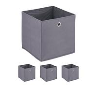 Relaxdays Cajas de almacenaje grises en set de 4 plata,gris