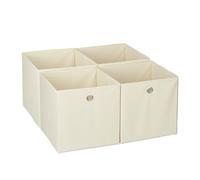 Relaxdays Cajas de almacenaje plegables set de 4 beige,plata