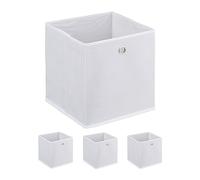 Relaxdays Cajas de almacenaje blancas en set de 4 blanco,plata