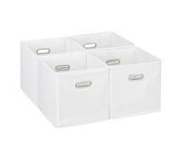 Relaxdays Cajas de almacenaje asa ancha set de 4 blanco,plata