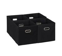 Relaxdays Cajas de almacenaje asa ancha set de 4 negro,plata