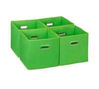 Relaxdays Cajas de almacenaje asa ancha set de 4 verde,plata