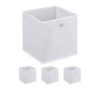 Relaxdays Cajas de almacenaje blancas en set de 4 blanco,plata