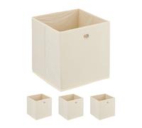 Relaxdays Cajas de almacenaje crema en set de 4 crema,plata