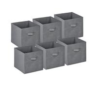 Relaxdays 6 cajas de almacenaje grises con asa gris