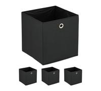 Relaxdays Cajas de almacenaje negras en set de 4 negro,plata