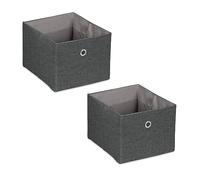Relaxdays Cajas de Almacenaje Plegables Set de 2, Cajones Tela Pequeños, 16 x 20,5 x 25 cm, Pongotodos, Gris Oscuro