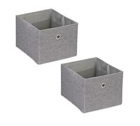 Relaxdays Cajas de Almacenaje Plegables Set de 2, Cajones Tela Pequeños, 16 x 20,5 x 25 cm, Pongotodos, Color Gris