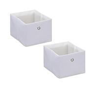Relaxdays Cajas de Almacenaje Plegables Set de 2, Cajones Tela Pequeños, 16 x 20,5 x 25 cm, Pongotodos, Color Blanco