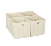 Relaxdays Cajas de almacenaje plegables set de 4 beige,plata