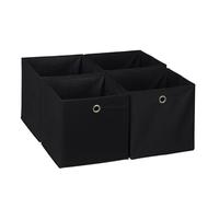 Relaxdays Cajas de almacenaje plegables set de 4 negro,plata