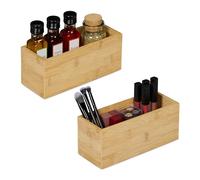 Relaxdays Juego de 2 cajas organizadoras de bambú marrón claro