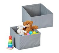 Relaxdays Cajas Organizadoras, Pack de 2, Cestas de Almacenaje Plegables, 22-30 x 37 x 34 cm, Abertura Inclinada, Gris