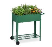 Relaxdays Cajón alto con ruedas y estante verde