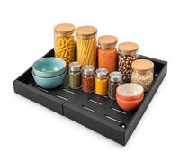 Relaxdays Cajón Telescópico Extensible para Armario, Negro | Organizador Adhesivo Ajustable, Metal, 7,5 x 31 a 52 x 42 cm