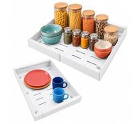 Relaxdays Cajón Telescópico Extensible para Armario, Set de 2, Blanco | Organizador Adhesivo Ajustable, Metal, 7,5 x 31 a 52 x 42 cm