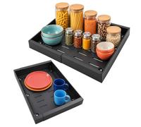 Relaxdays Cajón Telescópico Extensible para Armario, Set de 2, Negro | Organizador Adhesivo Ajustable, Metal, 7,5 x 31 a 52 x 53 cm