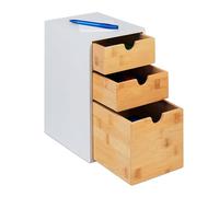 Relaxdays Cajonera, 3 Cajones, Bambú y MDF, 28 x 17 x 21,5 cm, Organizador para Oficina y Despacho, Natural/Blanco