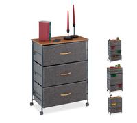 Relaxdays Cajonera auxiliar moderna con ruedas antracita,marrón claro