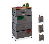 Relaxdays Cajonera auxiliar moderna con ruedas antracita,marrón claro