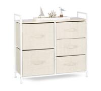 Relaxdays Cajonera beige de metal y tela blanco,crema,marrón claro