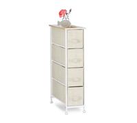 Relaxdays Cajonera beige de metal y tela blanco,crema,marrón claro