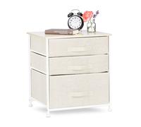 Relaxdays Cajonera beige de metal y tela blanco,crema,marrón claro