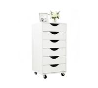 Relaxdays Cajonera con 6 cajones, Ruedas, 78x40x40 cm, para Oficina, Blanca